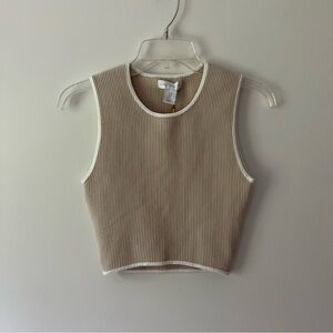 House of Harlow 1960 Tan Ribbed Sleeveless Sweater